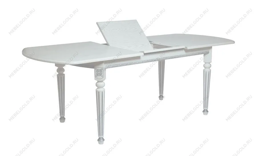 Стол овальный Милорд-170 (90х170х220/белый/патина серебро) | изображение 2