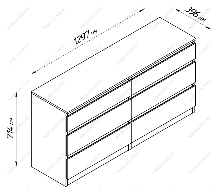 Комод Кастор, 6 ящиков, 129х40х71 см, белый | изображение 16