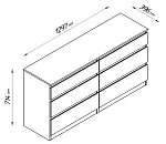 Комод Кастор, 6 ящиков, 129х40х71 см, белый | изображение 16