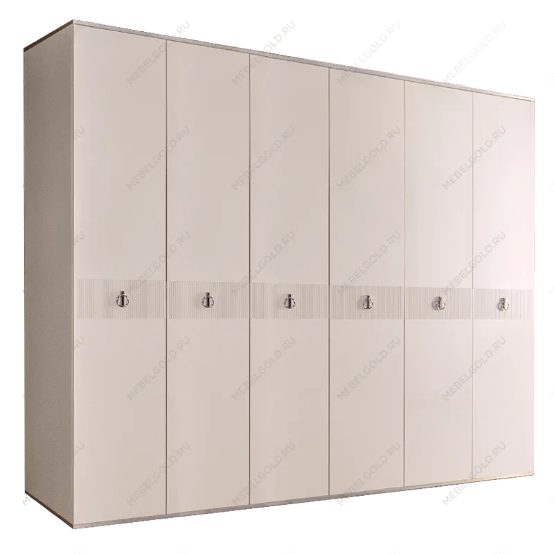 Шкаф 6-ти дверный Римини СОЛО (Слоновая кость/Серебро) РМШ2/6(s)