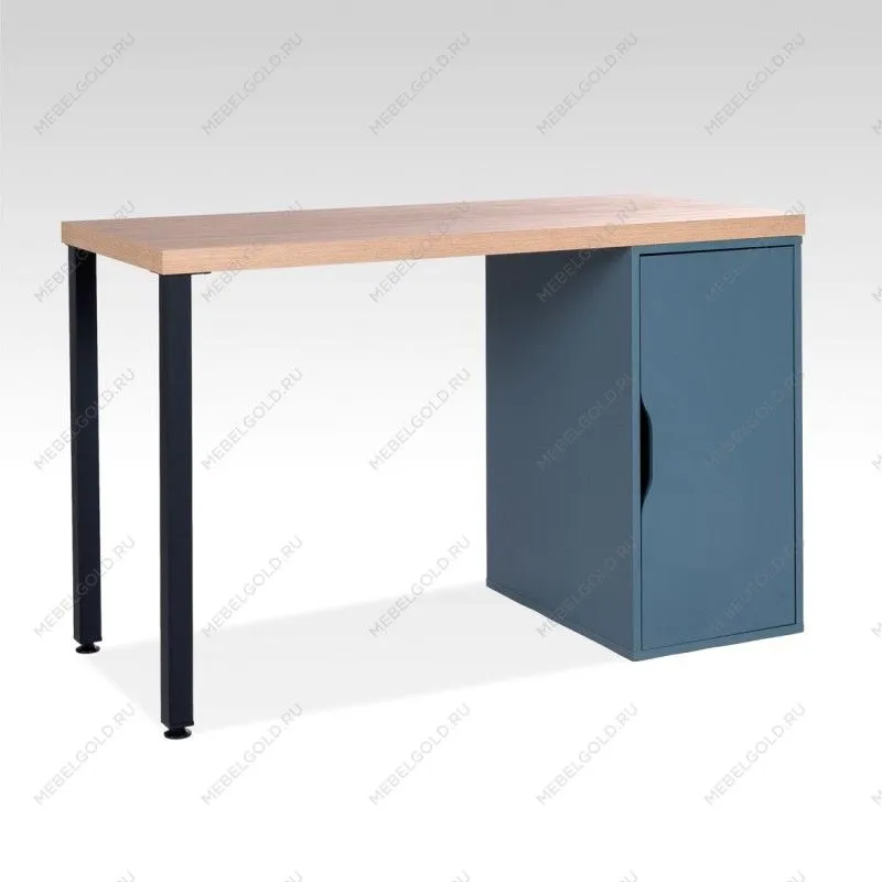 ИНГАР 1/ДВ/T стол письменный 120x75x55, дуб беленый/серо-бирюзовый/черный