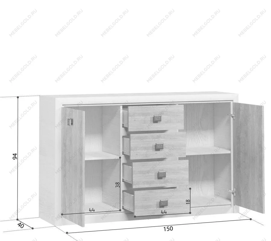 Тумба Коен KOM2D4S Венге/Штрокс (NEW) | изображение 4