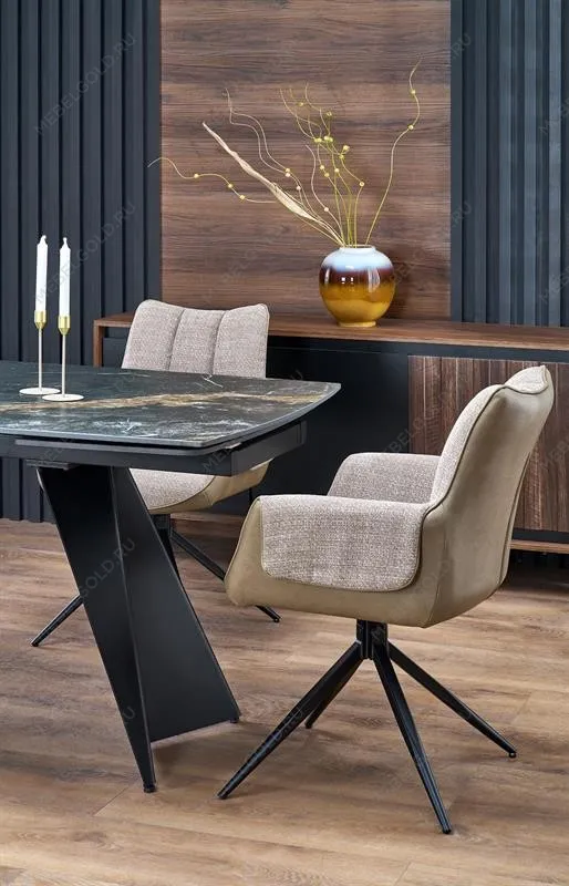 Стол обеденный Halmar ARMANI 165 (черный мрамор/черный) | изображение 12