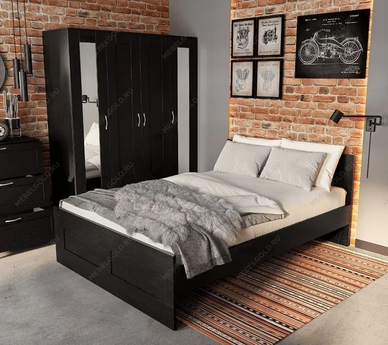 БРИМНЭС / СИРИУС Шкаф ИКЕА / IKEA комбинированный 4 двери и 1 ящик Дуб Венге (с 2 зеркалами) | изображение 5