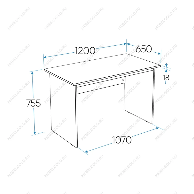 КАСТОР (KULLEN) стол письменный 120х65 серый | изображение 2
