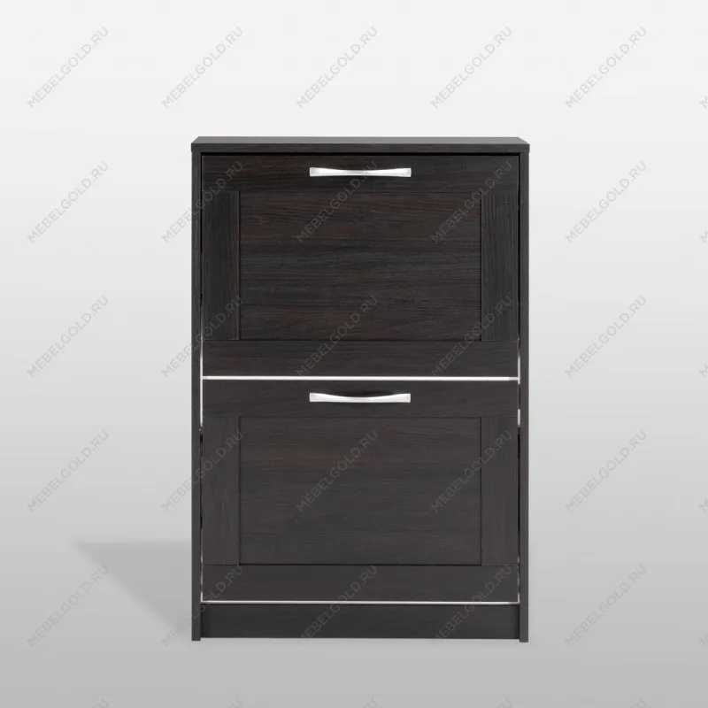 Обувница Сириус с 2 откидными ящиками, 60 х 25 х 89 см, черно-коричневая, ЛДСП, дуб венге | изображение 3