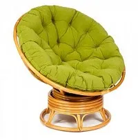 Кресло-качалка Papasan с подушкой Светлый мед, флок Олива