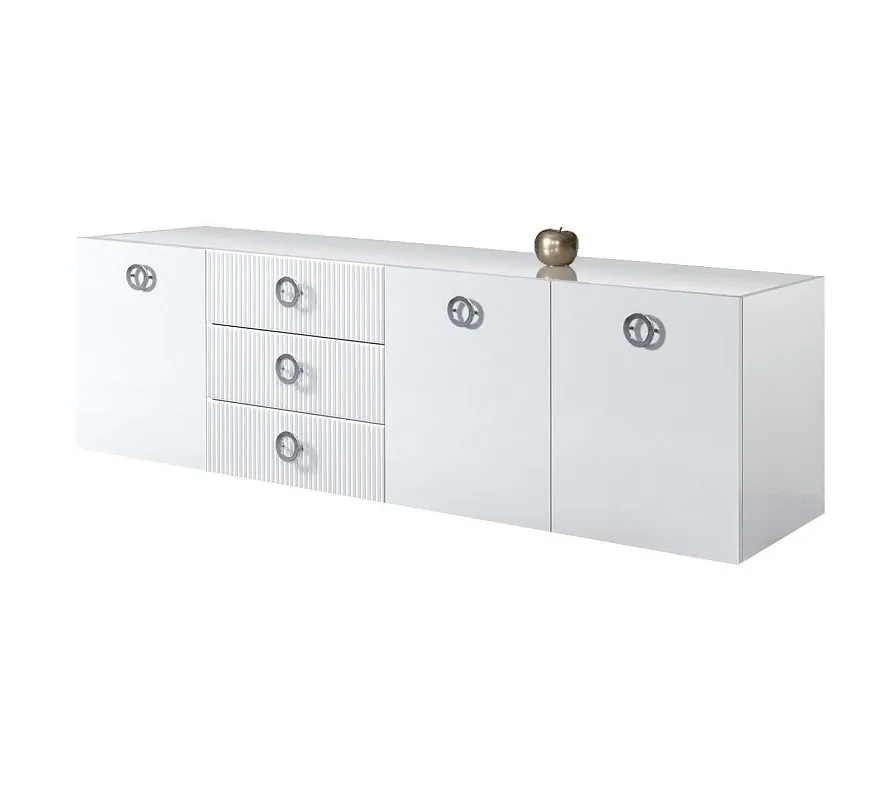 Комод 2.1м Bogemia Fly Fillini (Белый) (Lakobel/Хром) БМКМ-5