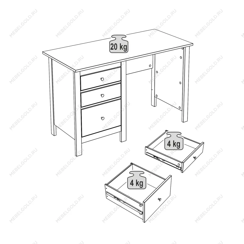 САГА стол письменный 120х56 темно-бирюзовый/ясень | изображение 3