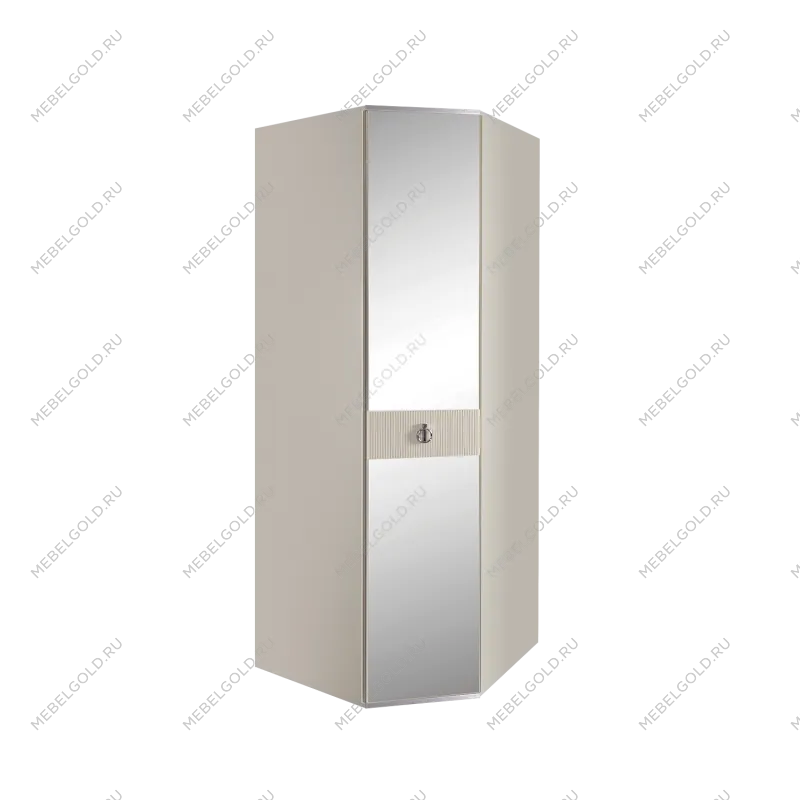 Шкаф угловой с зеркалом Римини СОЛО (Слоновая кость/Серебро) РМШУ1/1(s)