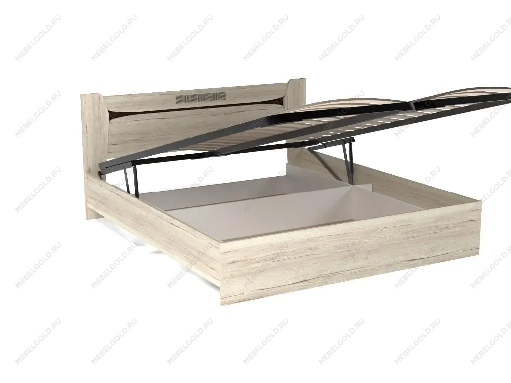 Кровать 1800 с подъемным механизмом, Мале (1858*2069*905) Дуб галифакс белый