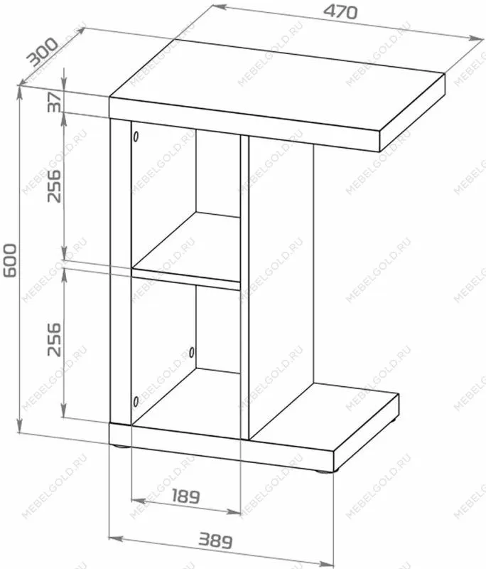 Стол приставной Энкель, 2 полки, 47x60x30 см, белый | изображение 10