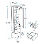 САГА шкаф с витриной 50 белый/ясень | изображение 3