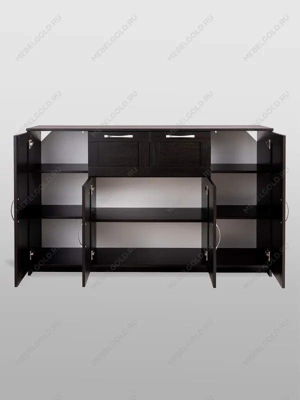 Тумба Сириус, 4 двери и 2 ящика, 156х41х95 см, дуб венге, черно-коричневая | изображение 8