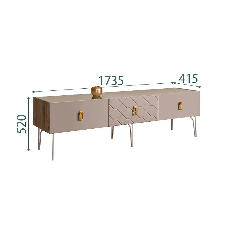 Тумба телевизионная 1.6м Bogemia Woodline Fa (Мокка) (Lakobel/Золото) БМТ-1[10]