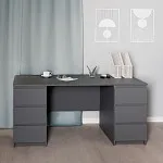 КАСТОР (KULLEN) стол письменный 6 ящиков 151х65 серый | изображение 4
