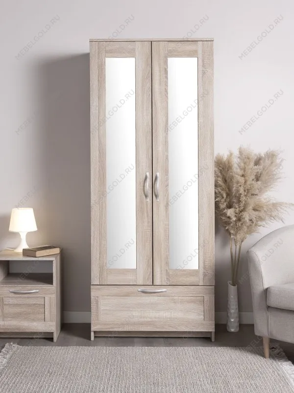 Шкаф Сириус, 2 двери и 1 ящик с зеркалом, 78х59х220 см, дуб сонома | изображение 8