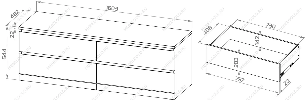 Комод Варма Прайм, 4 ящика, горизонтальный, 160х54х48 см, эмаль, белый | изображение 14