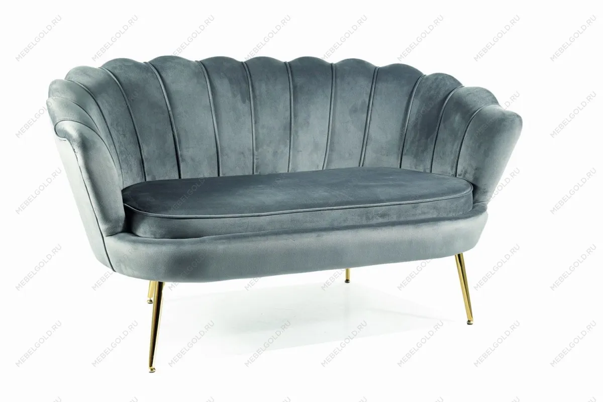 Диван SIGNAL CAMELLIA 2 Velvet Bluvel 14 (серый/золотой)