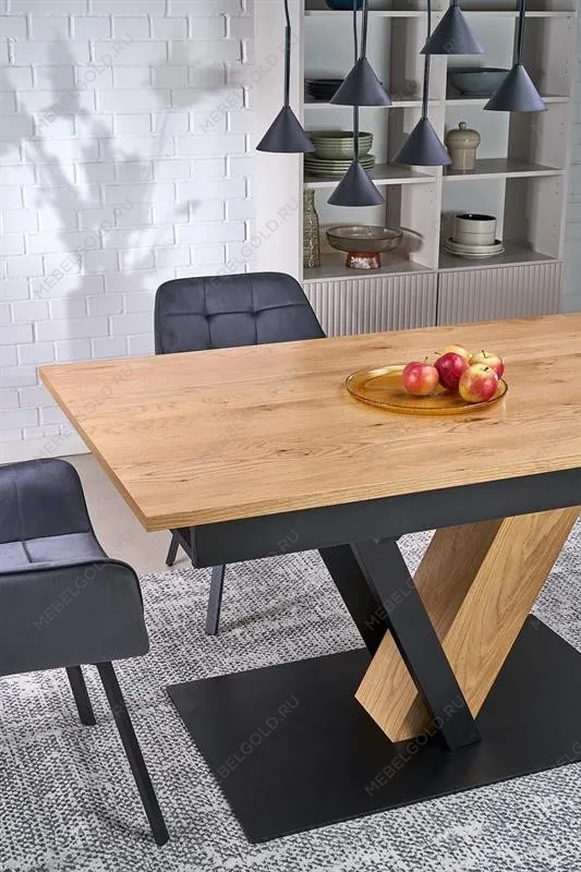 Стол обеденный Halmar FANIS 160 (натуральный/черный) | изображение 12