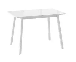 Стол Бриз (R) 110 раздвижной со стеклом (140)х70, Белый/Белый