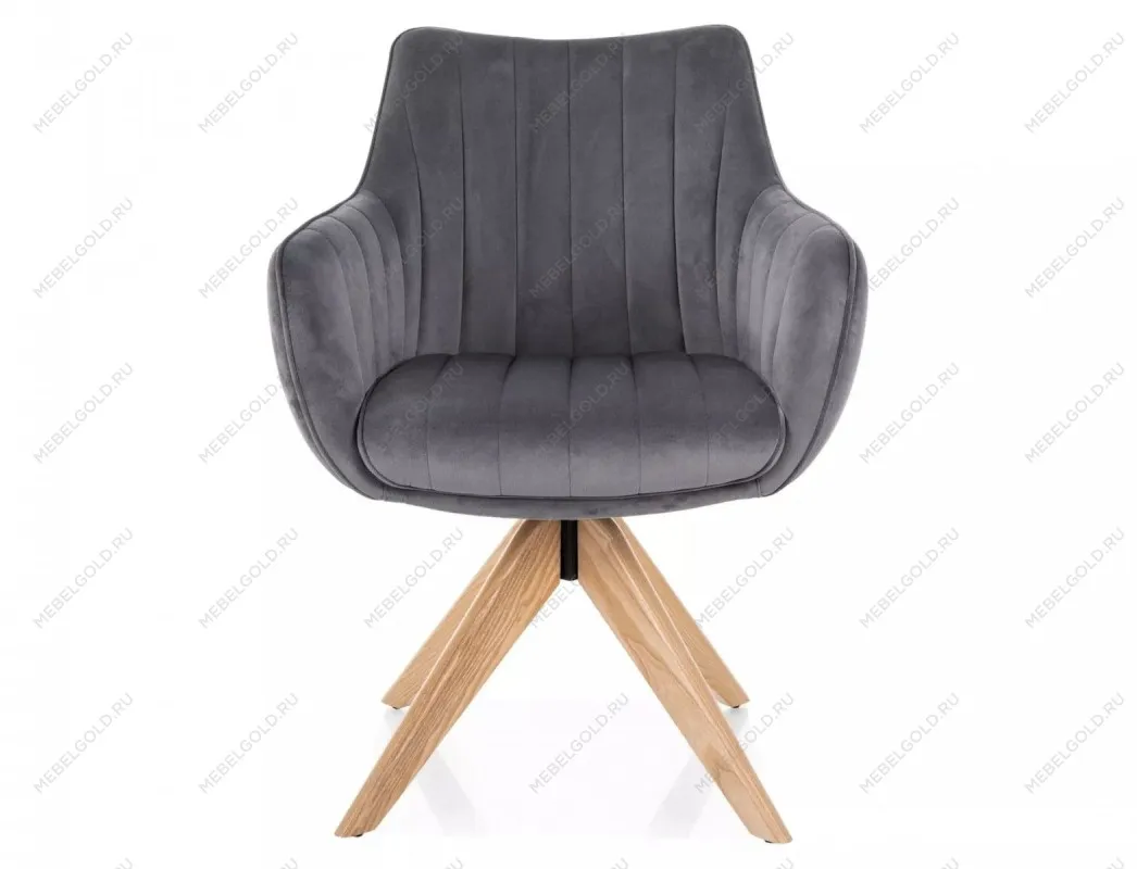 Стул кухонный Signal AZALIA D Velvet Bluvel 14 поворотный (серый/дуб) | изображение 2