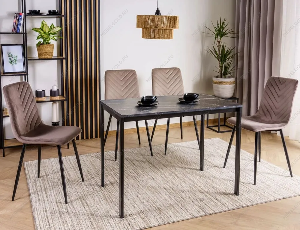 Стол обеденный Signal MARIO 100 (эффект черного мрамора/черный) | изображение 1
