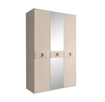 Шкаф 3-х дверный с зеркалом Bogemia Farfalle (Ваниль/Хром) БМШ1/3(Fa)