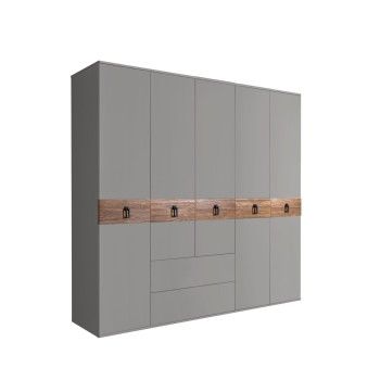 Шкаф 5-ти дверный с ящиками, Bogemia Wood Fa (Серый/Черный) БМШ2/51(Wo)