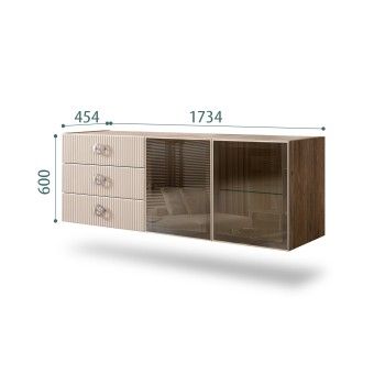 Комод 1.6м Bogemia Woodline Fly Fi (Ваниль) (Novabuk/Хром) БМКМ-4[5]