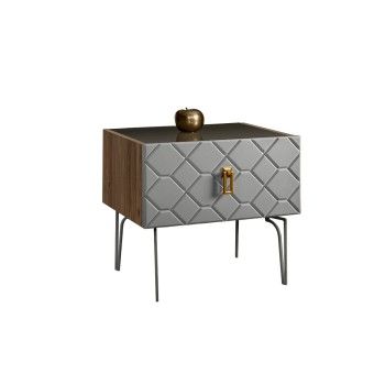 Тумба прикроватная Bogemia Woodline Fa (Серый) (Lakobel/Золото) БМТП-1