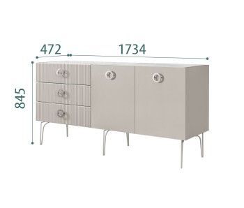 Комод 1.6м Bogemia Fillini (Шелк) (Novabuk/Хром) БМКМ-4(Fi)