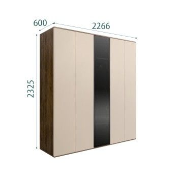 Шкаф 5-ти дв. Bogemia Woodline Air (Ваниль/Черный) БМШ2/5(1)