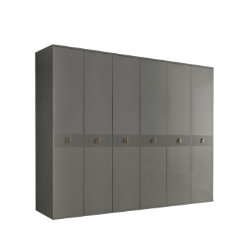 Шкаф 6-ти дверный Римини СОЛО (Серый/Золото) РМШ2/6(s)