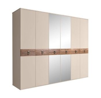 Шкаф 6-ти дв. с зеркалами Bogemia Wood Fa (Ваниль/Хром) БМШ1/6(Wo)