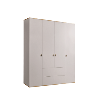 Шкаф 4-х дверный с ящиками Римини (Слоновая кость/Золото) РМШ2/41