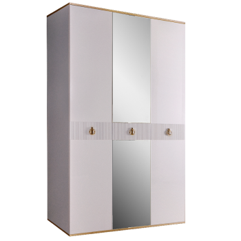 Шкаф 3-х дверный с зеркалом Римини СОЛО (Белый/Золото) РМШ1/3(s)
