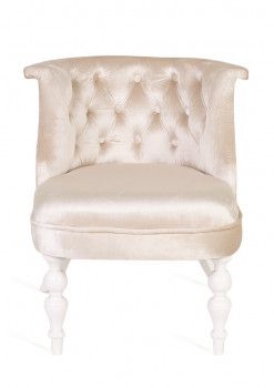 Кресло Бархат (эмаль белая/30 - бежевый)