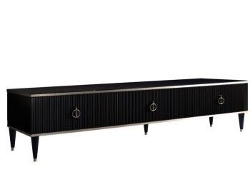 Тумба под телевизор 3 ящика Римини СОЛО (Черный/Серебро) РМТ-4(s)[10]