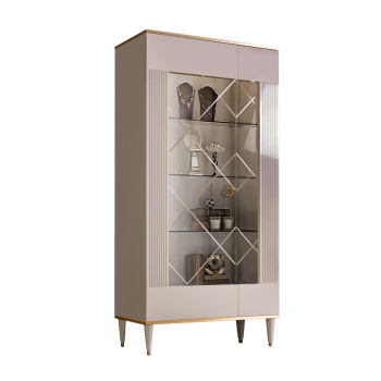 Витрина 2-ств. Римини СОЛО (Белый/Золото) (Левая) РМВ2-2С(s)