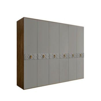 Шкаф 6-ти дв. Bogemia Woodline Fa (Серый/Золото) БМШ2/6(Fa)
