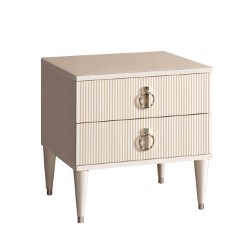Тумба прикроватная 2 ящика Римини СОЛО (Бежевый/Серебро) РМТП-2(s)