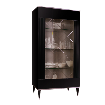 Витрина 2-ств. Римини СОЛО (Черный/Серебро) (Правая) РМВ2-2С(s)