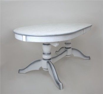 Стол Макси (180/230 х100/Белый + сусальное серебро)
