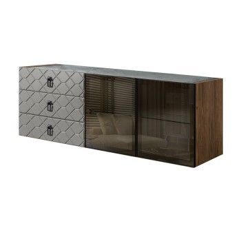 Комод 1.6м Bogemia Woodline Fly Fa (Серый) (Novabuk/Черный) БМКМ-4[5]