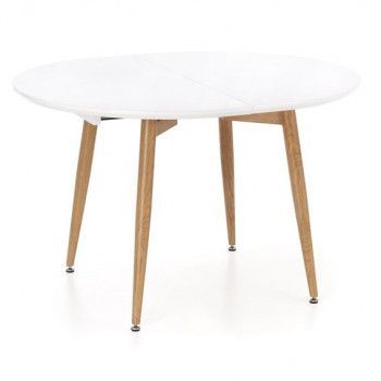 Стол обеденный Halmar CALIBER раскладной (белый матовый/дуб сан ремо)