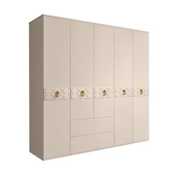 Шкаф 5-ти дверный с ящиками, Bogemia Farfalle (Ваниль/Золото) БМШ2/51(Fa)