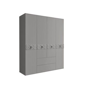 Шкаф 4-х дверный с ящиками, Bogemia Farfalle (Серый/Хром) БМШ2/41(Fa)