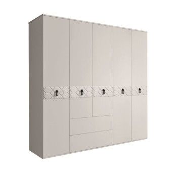 Шкаф 5-ти дверный с ящиками, Bogemia Farfalle (Шелк/Черный) БМШ2/51(Fa)