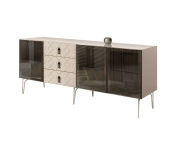 Комод 2.1м Bogemia Farfalle (Ваниль) (Lakobel/Черный) БМКМ-5(Fa)[5]